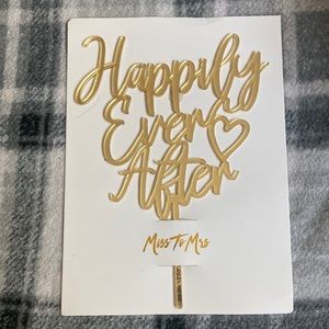 NWT Miss to Mrs Gold Happily Ever After Wedding Cake Topper
